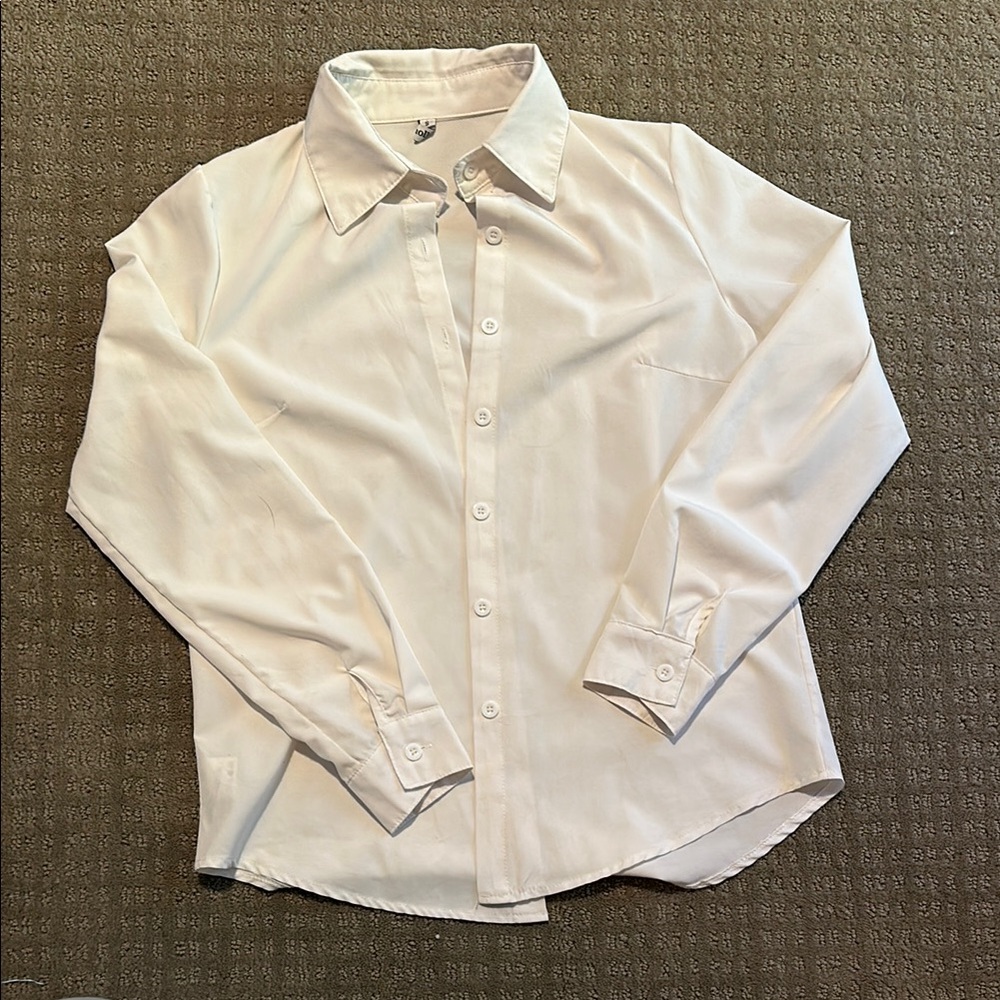 White Button-Up Collared Shirt